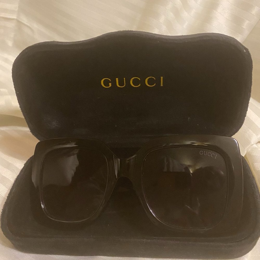 Authentic Oversized Gucci GG0083 Black Sunglasses